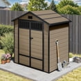 thumbnail image 1 of Uforic 6x4.4 FT Outdoor Storage Shed with Floor and Window, Large Storage Shed with Lockable Door, and Vents, Brown, 1 of 9