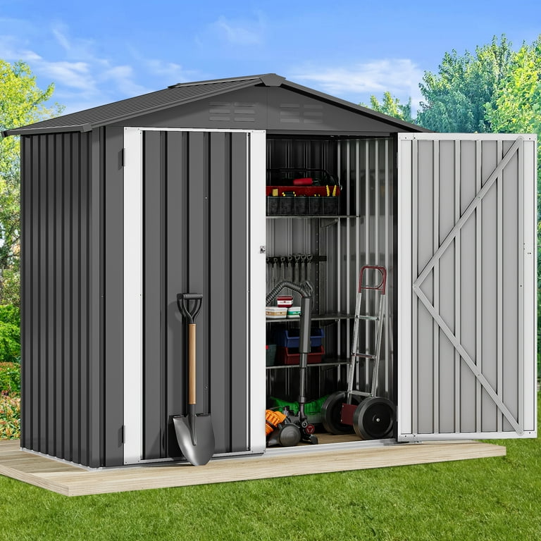 Uforic 6x4ft Metal Outdoor Storage Shed, Heavy Duty Tool Sheds