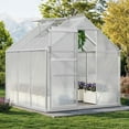 thumbnail image 1 of Uforic 6x6FT Walk-in Robust Aluminum & Polycarbonate Greenhouse with Sliding Doors, Vent Windows for Outdoor Gardens, Silver, 1 of 6
