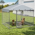 thumbnail image 1 of Uforic 7.5'x7.5' Outdoor Dog Kennel with Rotating Feeder & Roof, Heavy Duty for Backyard Farm, 1 of 10