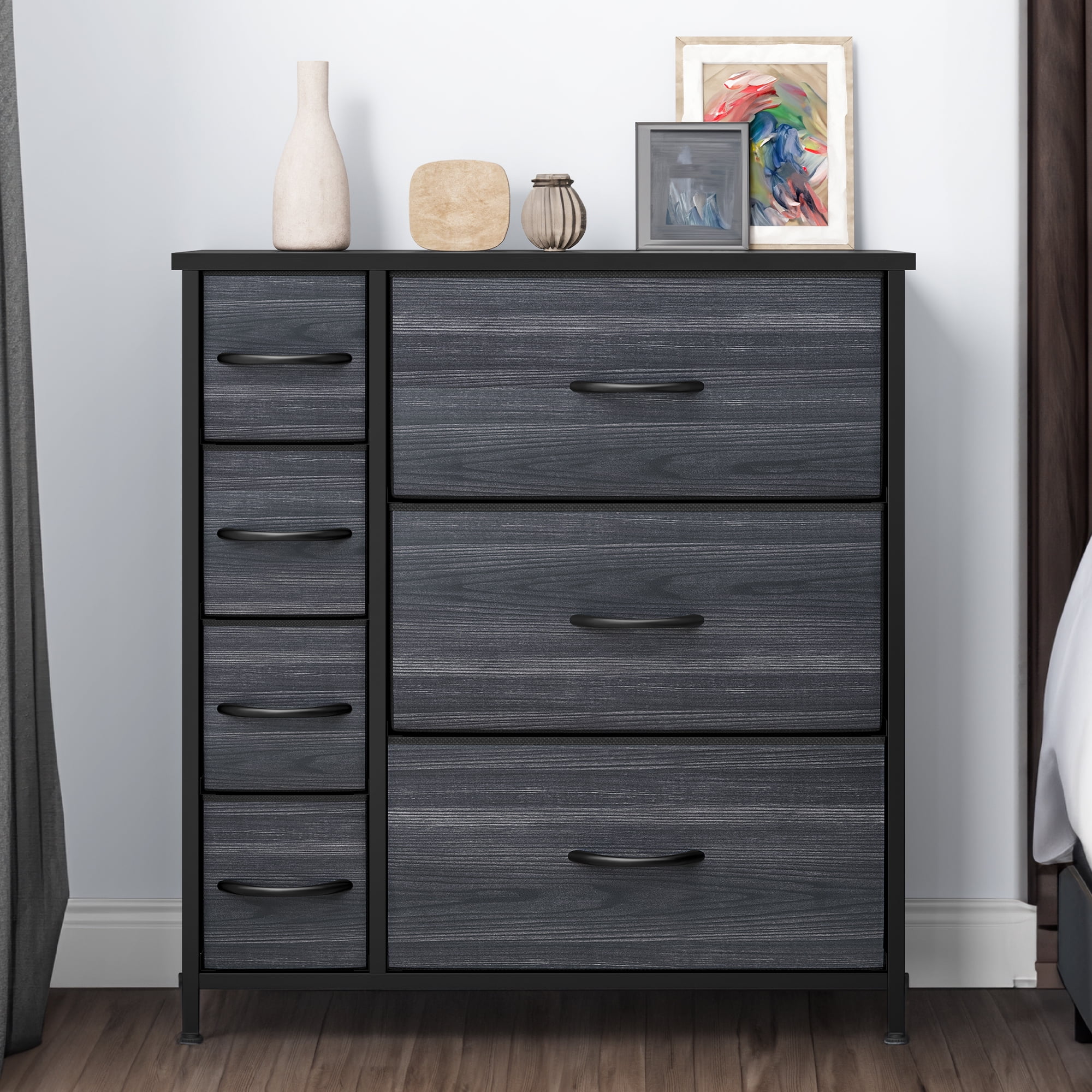 Uforic 7-Drawer Dresser, Storage Organizer for Adults & Teens with Steel Frame & Wooden Top, Black