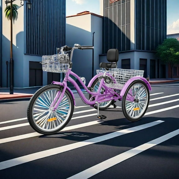 Uforic 7-Speed 26-inch Adult Tricycle with Low Step-Through Design and Baskets