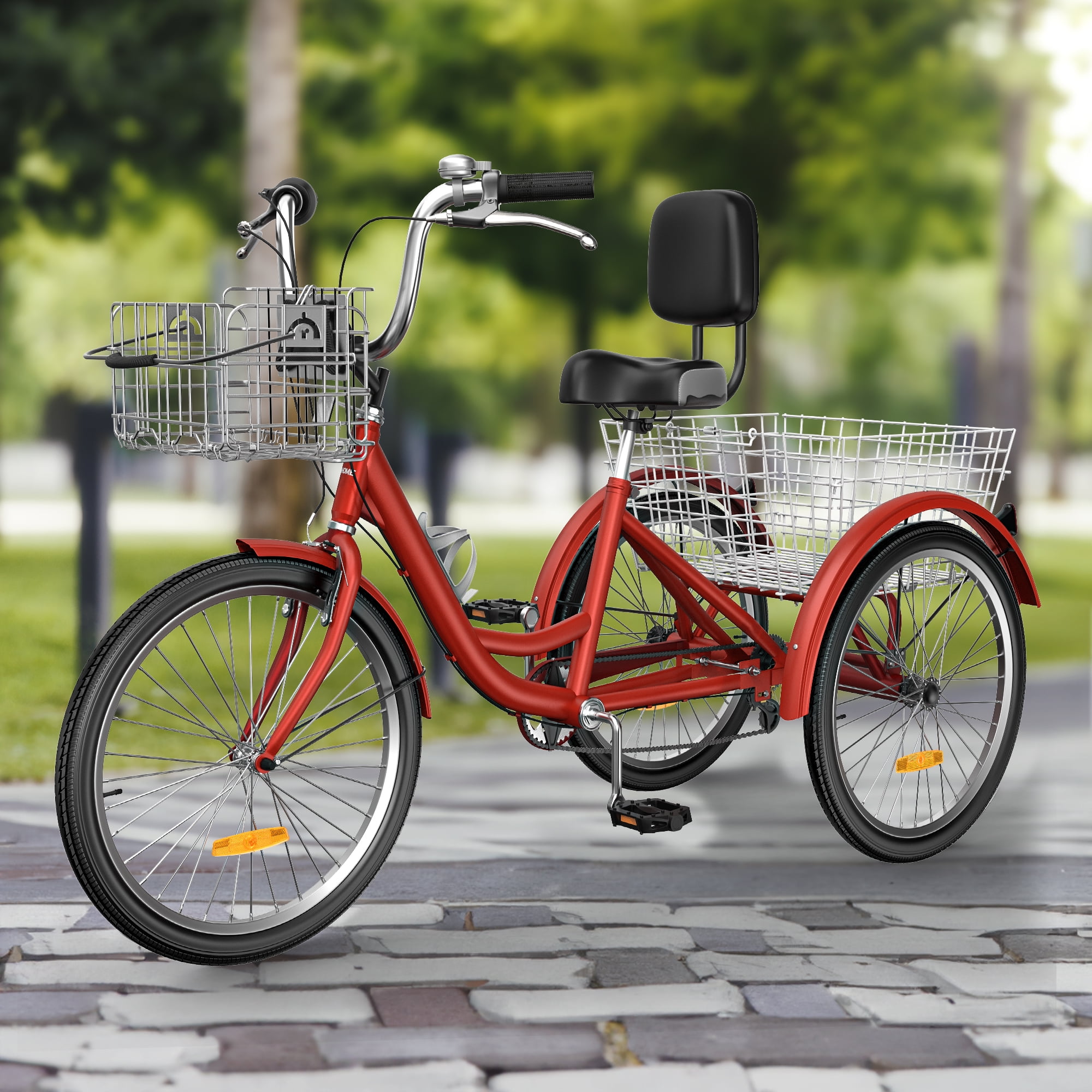 Uforic 7 Speed Adult Tricycle 24 26 Inch Three Wheel Cruiser with Detachable Baskets Suitable for Seniors Shopping and Outdoor Activities Walmart
