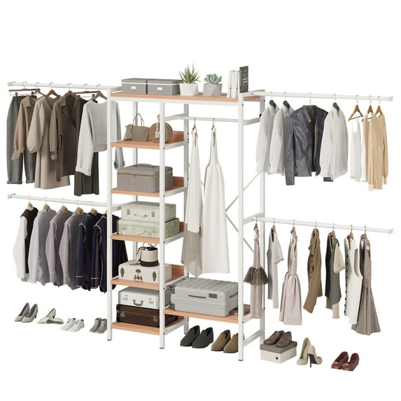 Uforic 7-Tier Heavy Duty Garment Rack,Walk In Clothes Rack,Closet Organizer System - White