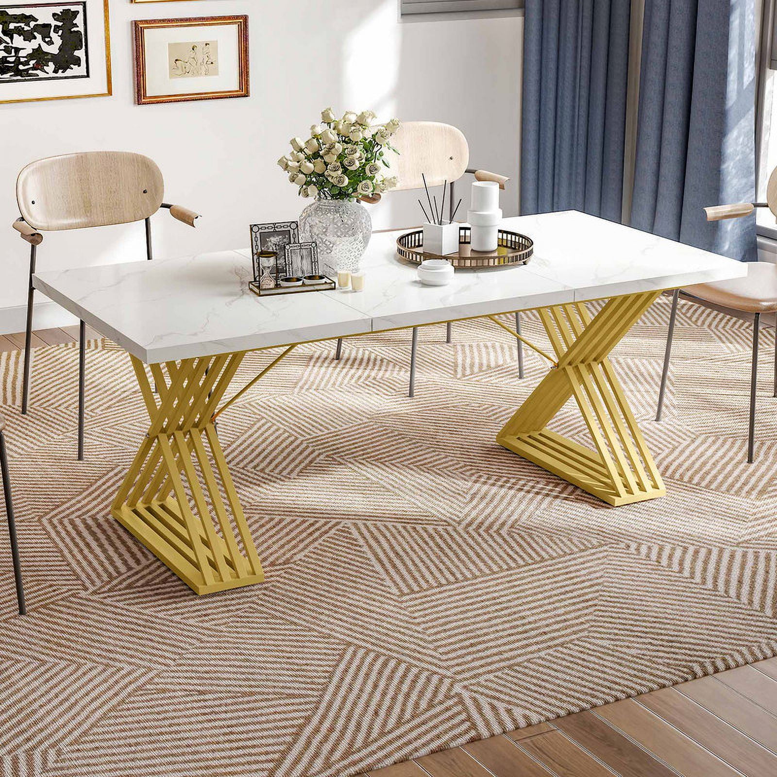 Uforic 70.9" Dining Table for 6-8 People, Modren Large Kitchen Table ...