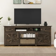 Uforic 70'' Farmhouse TV Stand, Entertainment Center with 2 Shelves, Suitable for TVs up to 80'',Oak