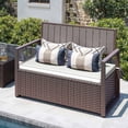 thumbnail image 1 of Uforic 70 Gallon Outdoor Storage Bench with Seat Cushion,All-Weather PE Rattan Patio Deck Boxes - Brown, 1 of 9