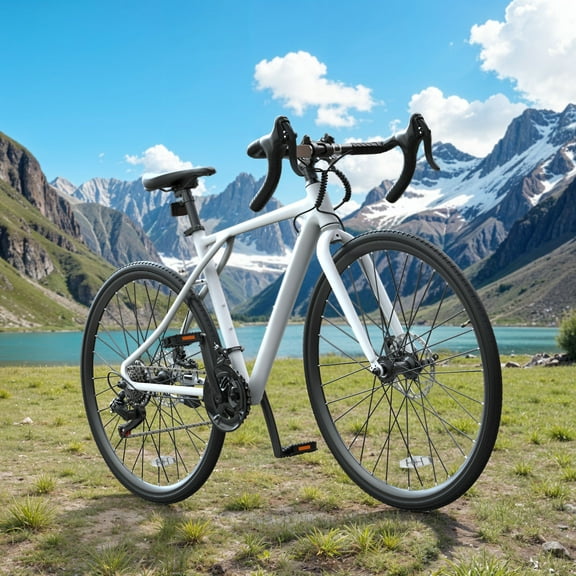 Uforic 700C Road Bike, 21-Speed Commuter Bicycle for Men & Women, 28" Aluminum Frame, Disc Brakes, White