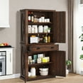 thumbnail image 1 of Uforic 71" Tall Farmhouse Kitchen Pantry Cabinet with Drawer and Adjustable Shelves, Brown Oak, 1 of 9