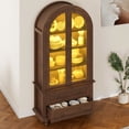 thumbnail image 1 of Uforic 73" Arched Pantry Cabinet with LED Light, Drawers, Shelves, Farmhouse Kitchen Storage, Brown, 1 of 9