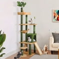 thumbnail image 1 of Uforic 73" Large Cactus Cat Tree Tower with Cat Scratching Posts Cozy Condo Perch for Indoor Cats, Green&Yellow, 1 of 8