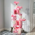 thumbnail image 1 of Uforic 75in Large Cat Tree Tower, Multi-Level Cat Condo with Scratch Posts, Cozy Basket Hammocks, Top Perches, Sisal Ramp, Pink, 1 of 10