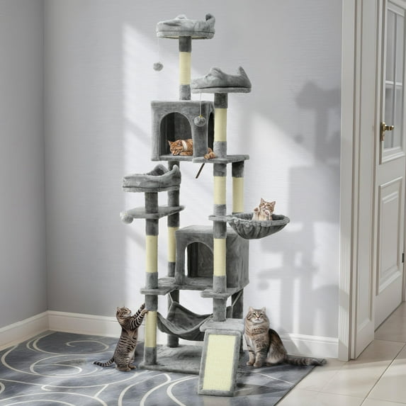 Uforic 75in Large Cat Tree Tower, Multi-Level Cat Condos, with Scratch ...