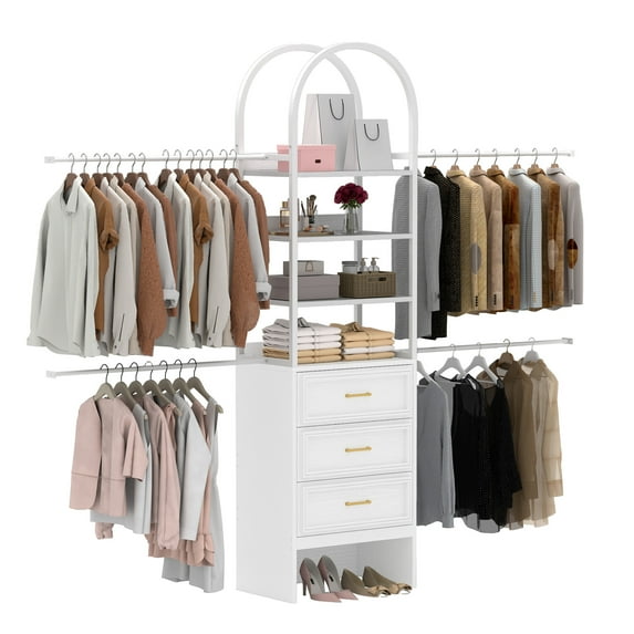 Uforic 7FT Closet System with Drawers, Adjustable Shelves, Heavy Duty Clothing Rack, White