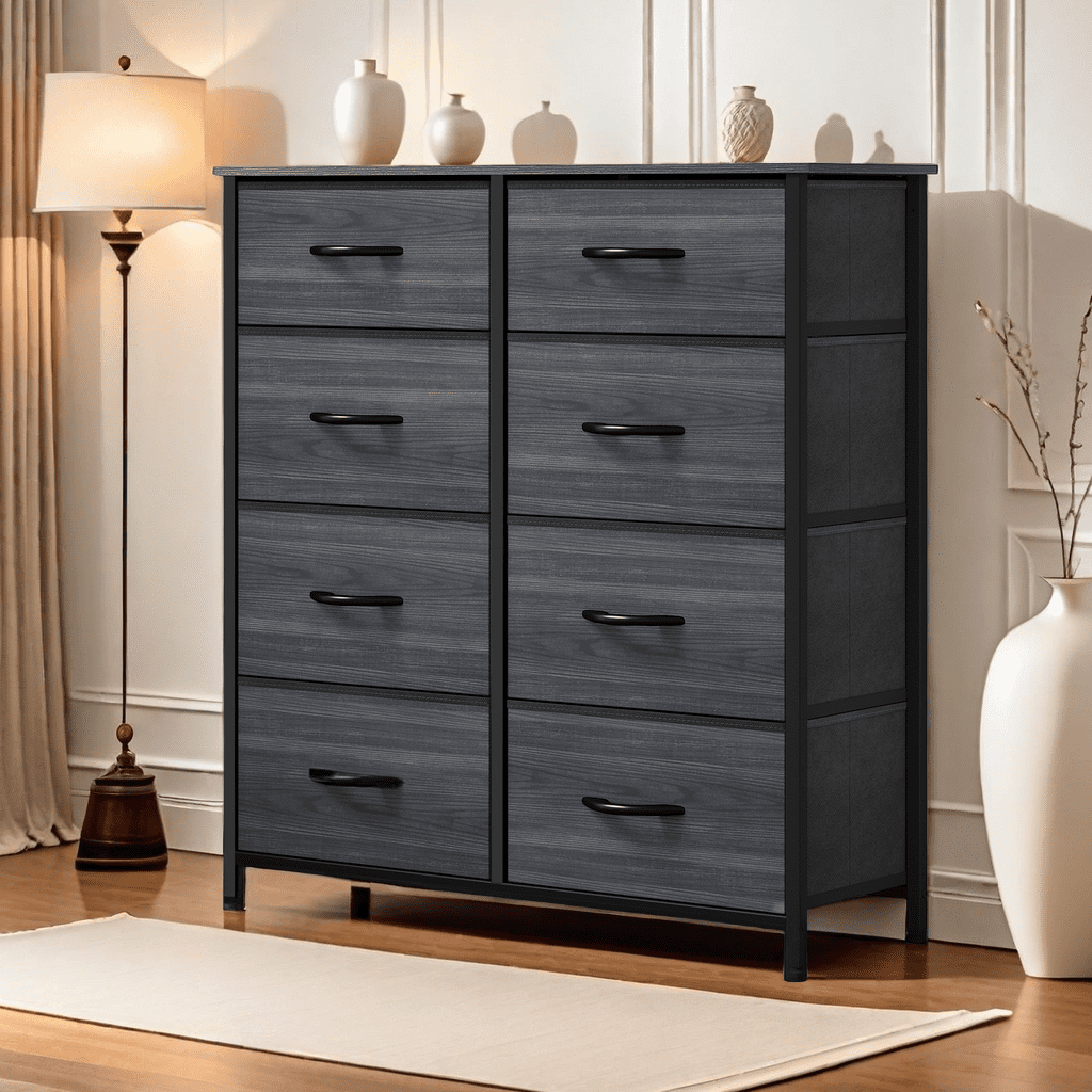 Uforic 8-Drawer Fabric Dresser for Adults, Storage Tower for & Closet, Black