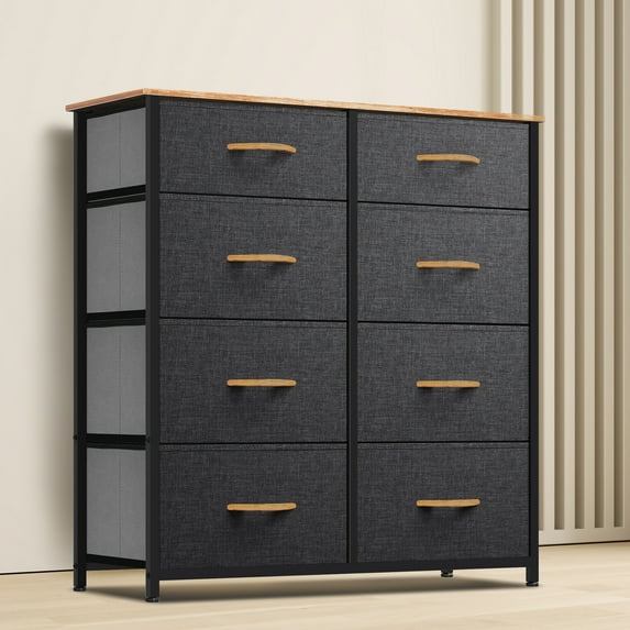 Uforic 8 Drawer dresser Grey Fabric Storage Tower Organizer Unit Durable Steel Frame for Living Rooms and Closets(Dark Gray)