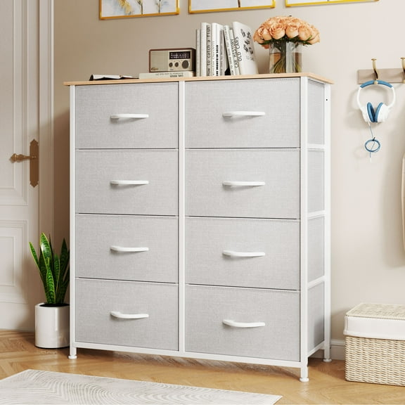 Uforic 8 Drawers Dresser Chest of Drawers for Fabric Storage Dressers for Living Room Gray