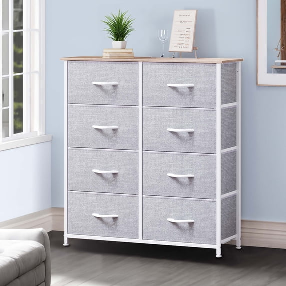 Uforic 8 Drawers Dresser Chest of Drawers for Adult for , Living Room, Gray