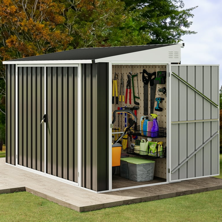 Uforic 8' x 4' Outdoor Metal Storage Shed, Tools Garden Shed with