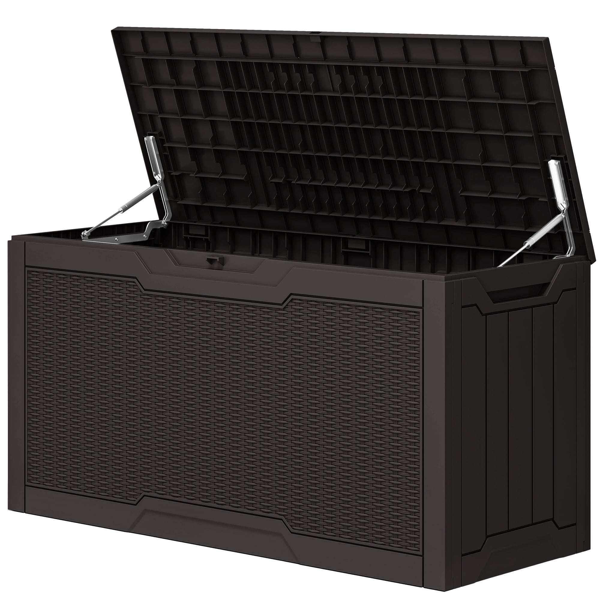 Uforic 80 Gallon Resin Deck Box, Waterproof Lockable Rattan Outdoor Storage Box for Patio Cushions Garden Tools