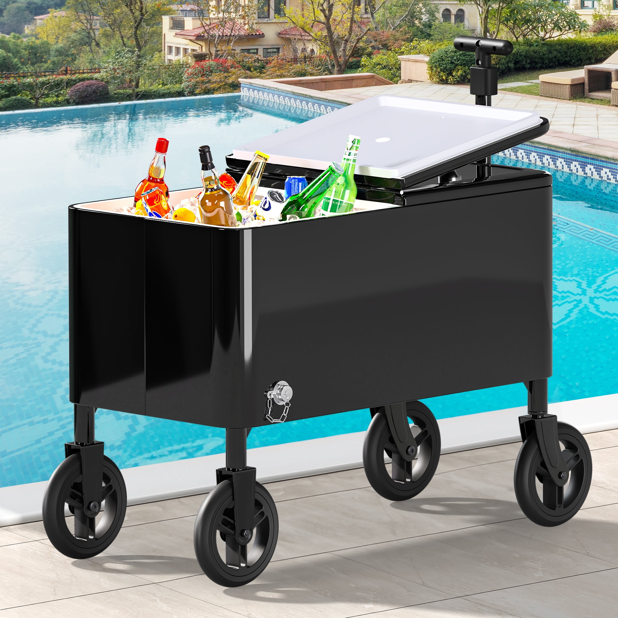 hiraku USA製 80's~90's Vintage Rolling Uforic 80 Quart Patio Rolling Cooler Cart with 360° Swivel Wheels