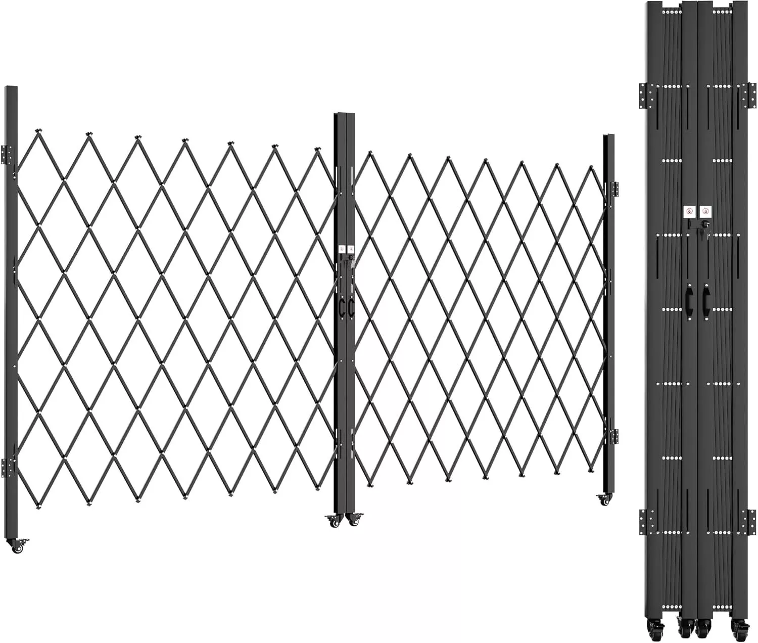 Uforic 85" H x 150" W Double Folding Security Gate with Keys Aluminium Mesh