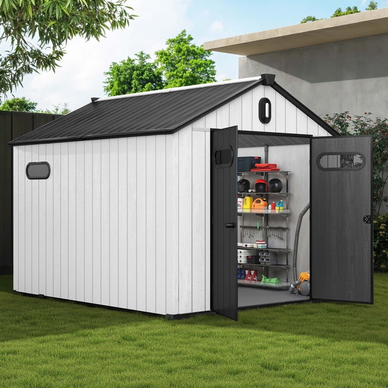 Uforic 8x10ft Outdoor Resin Storage Shed with Floor, 544 cuft