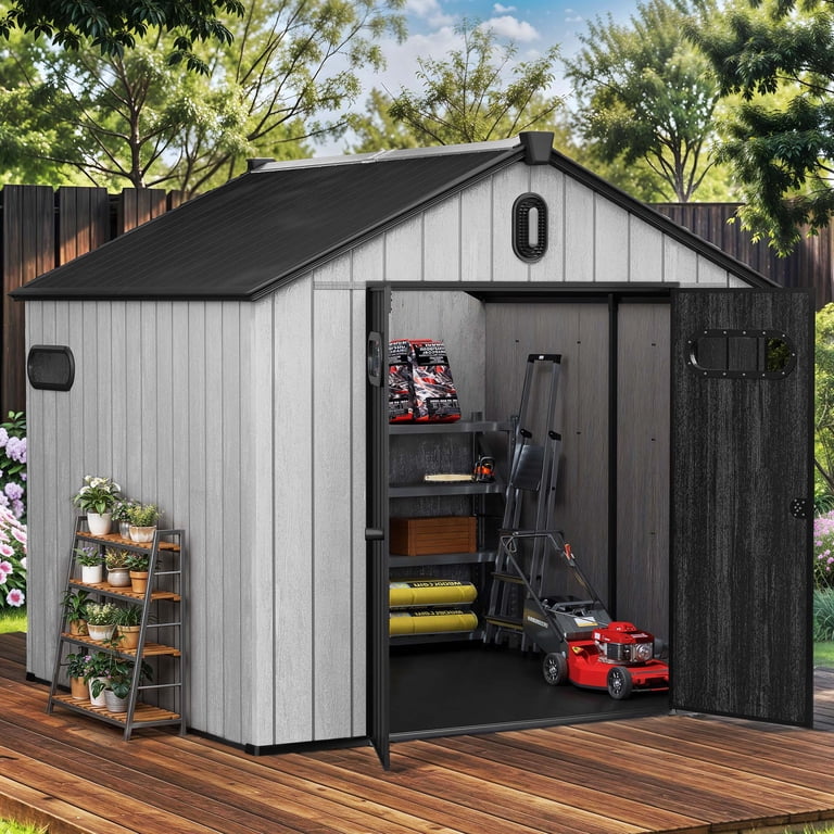 Uforic 8x8ft Outdoor Resin Storage Shed with Floor, 427cuft Garden