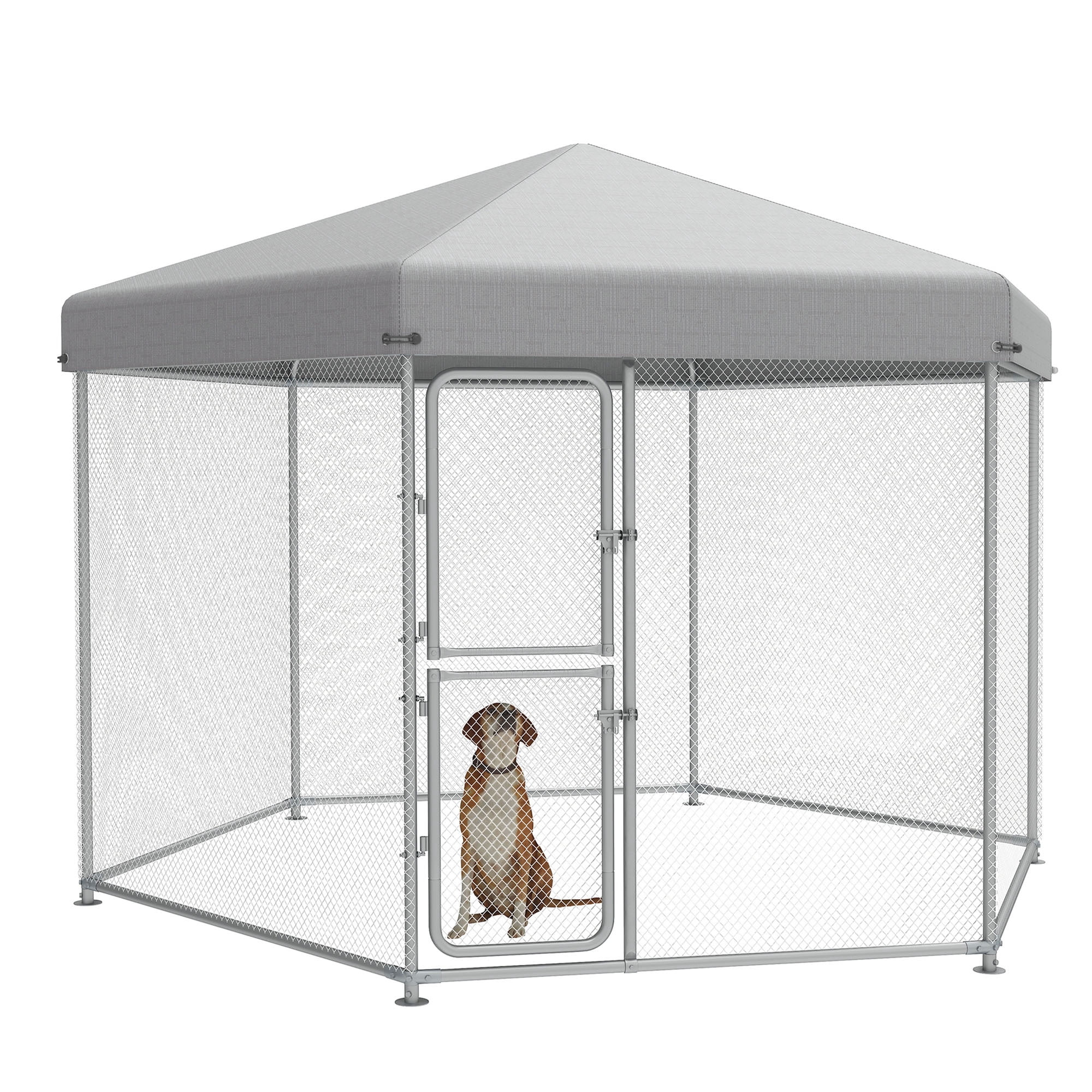 Uforic 9.8×6.2 ft ( 118" x 98" x 75" ) Large Outdoor Dog Kennel,Outside Heavy Duty Shade Dog Pen Playpen Pet Dog Enclosure Crate Dog Run House with UV & Waterproof Cover Fence