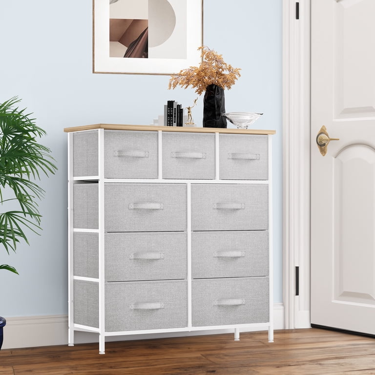 9 drawer dresser grey Qeetex 48 Inch Wide 9 Drawer Dresser Modern Wooden Chest Retro Handles Large Storage Organizer for Bedroom Living Room Closet Entryway Gray in the Dressers department at Lowes.com