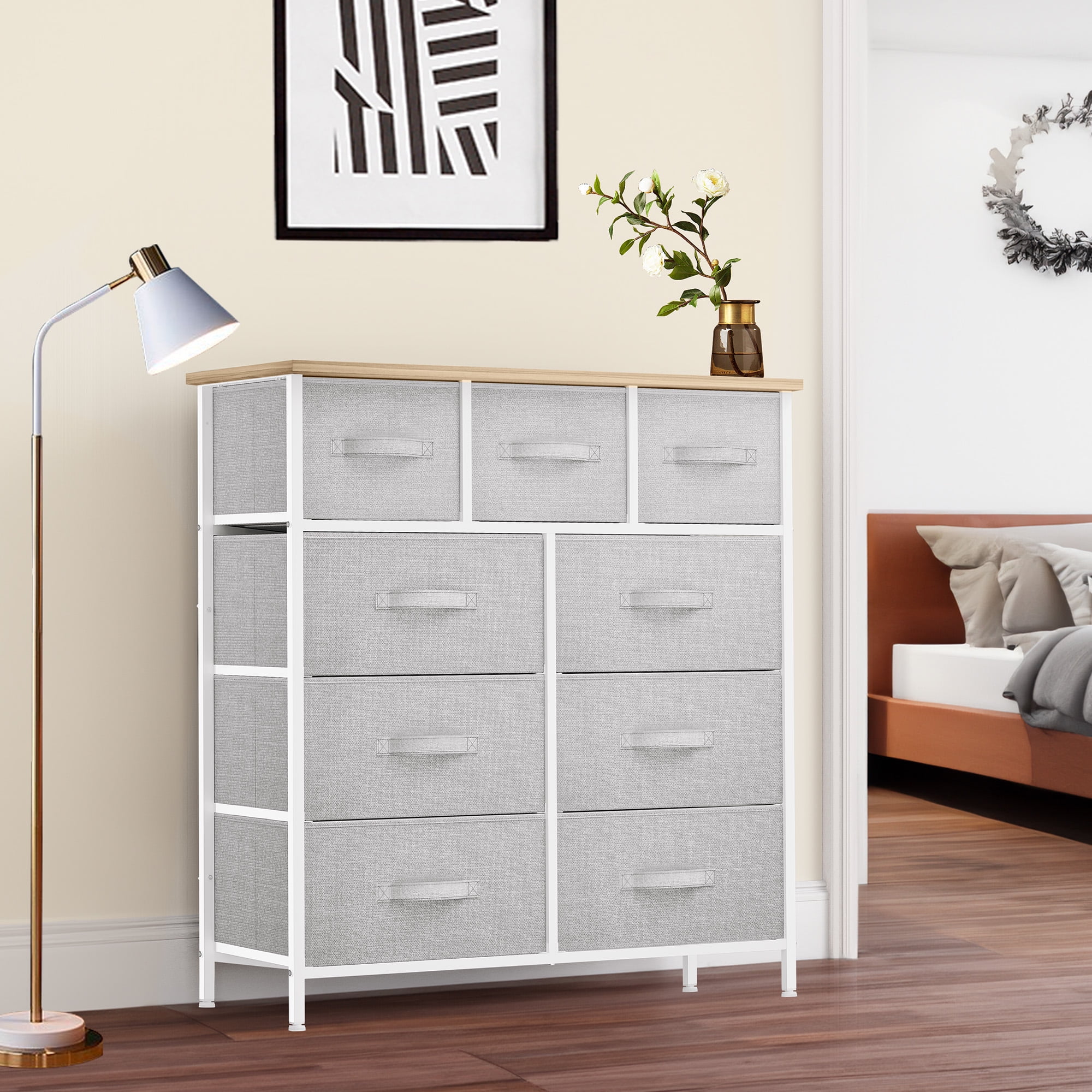 Free Shipping! Uforic 9 Drawer Dresser Light Gray Fabric Storage Unit ...