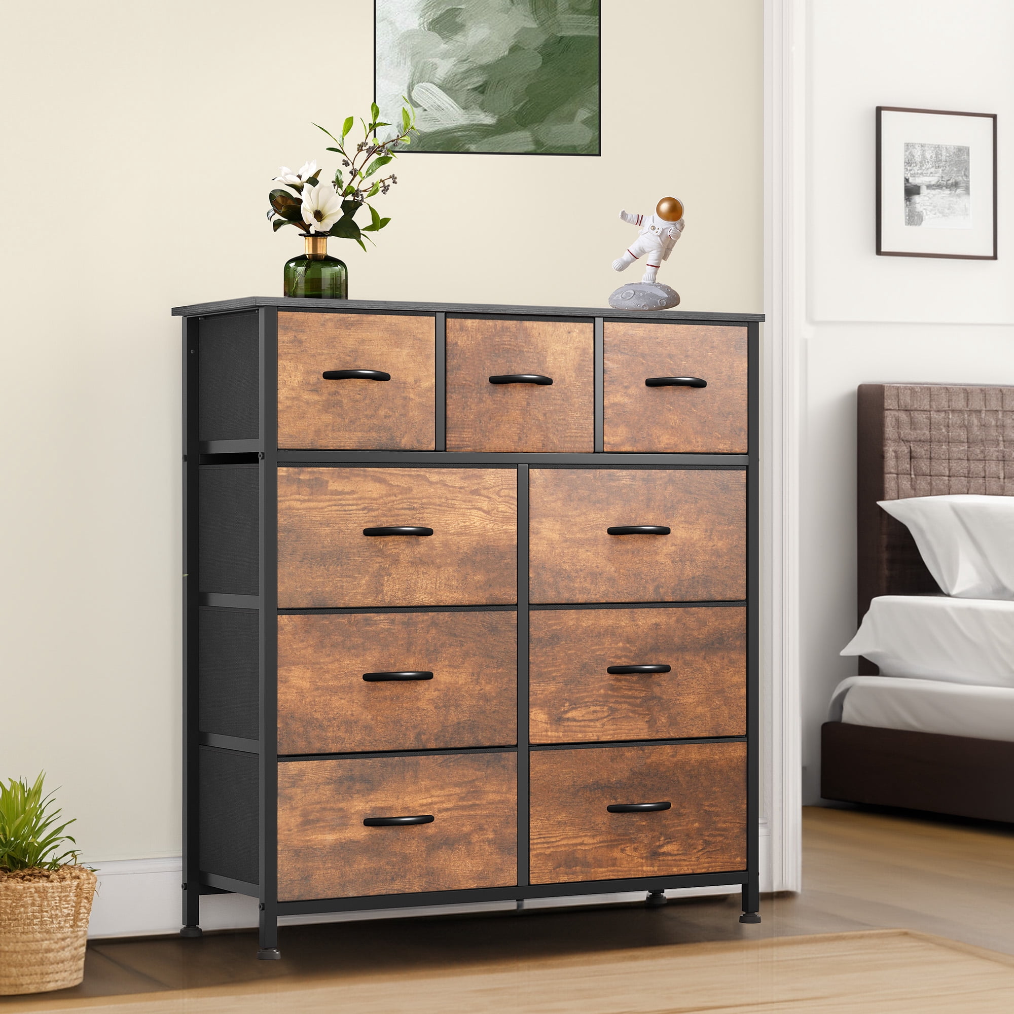 Uforic 9-Drawer Fabric Dresser for Adults, Storage Organizer with Steel ...