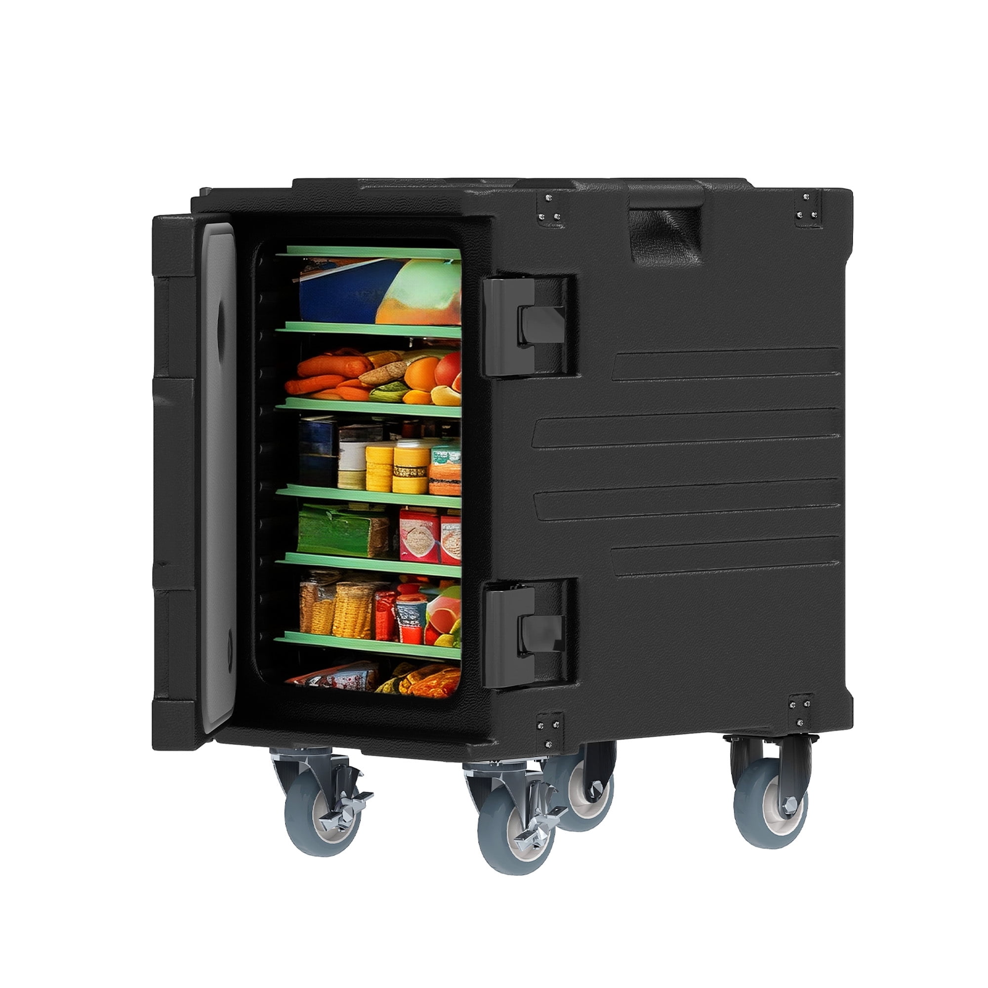 Uforic 95 Qt Insulated Food Pan Carrier, LLDPE Catering Hot Box with Stainless Steel Pan and Lockable Swivel Casters, Stackable Food Warmer Holds 6 Full-Size Pans for Restaurant & Events