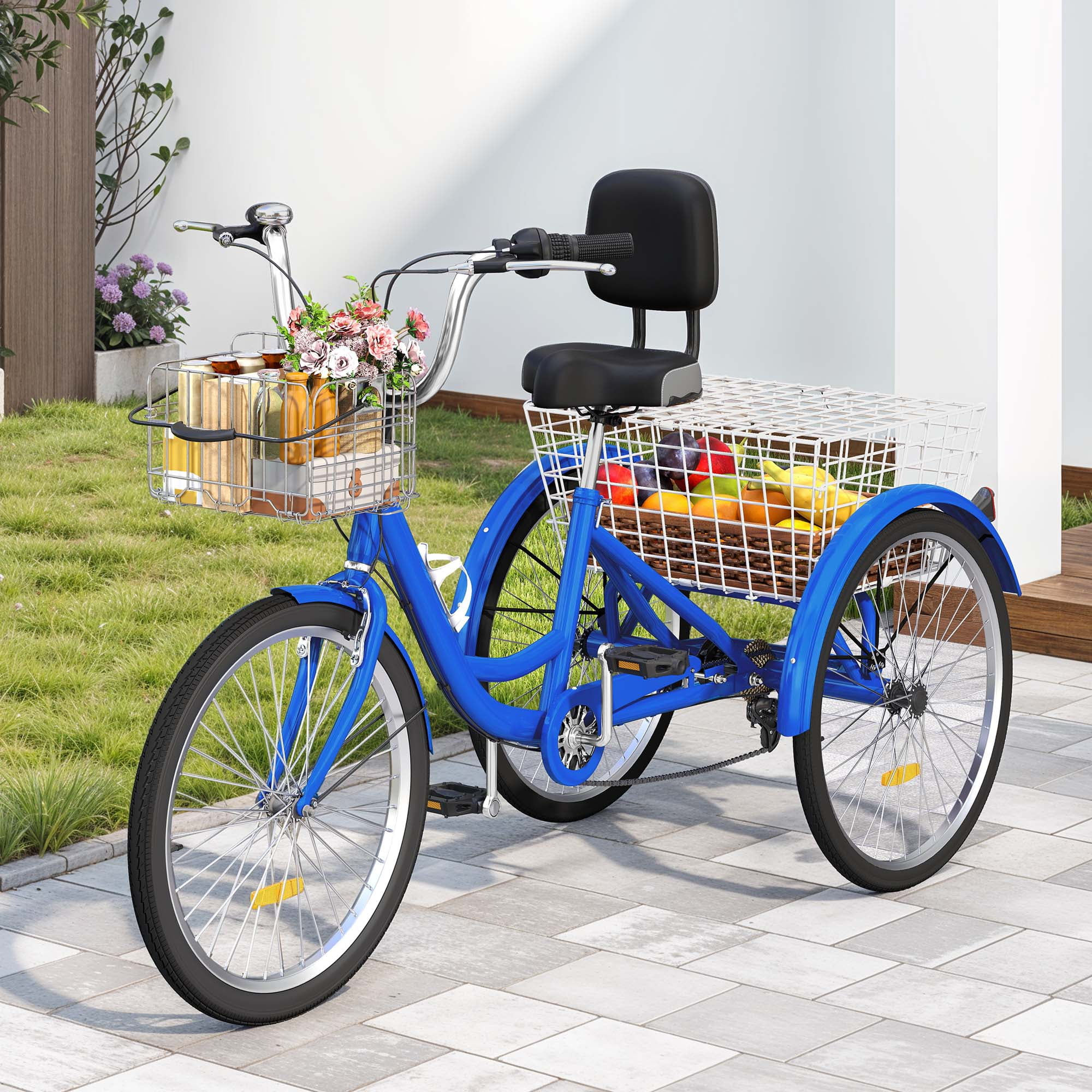 Uforic Adult Tricycle, 24 Inch Single Speed Three Wheel Bike