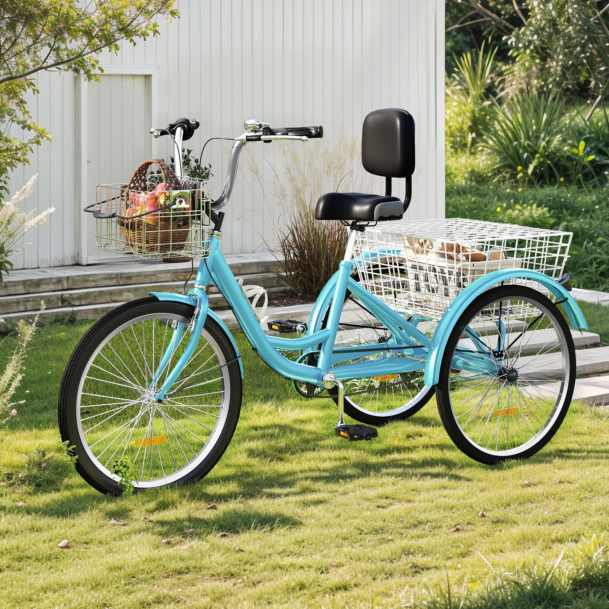Uforic Adult Tricycle, 24 Inch Single Speed Three Wheel Bike, Cruiser ...