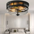 thumbnail image 1 of Uforic Black Ceiling Light Fixture, 12-Inch Farmhouse Flush Mount Lighting with Distinctive Seeded Glass Shade, 1 of 6