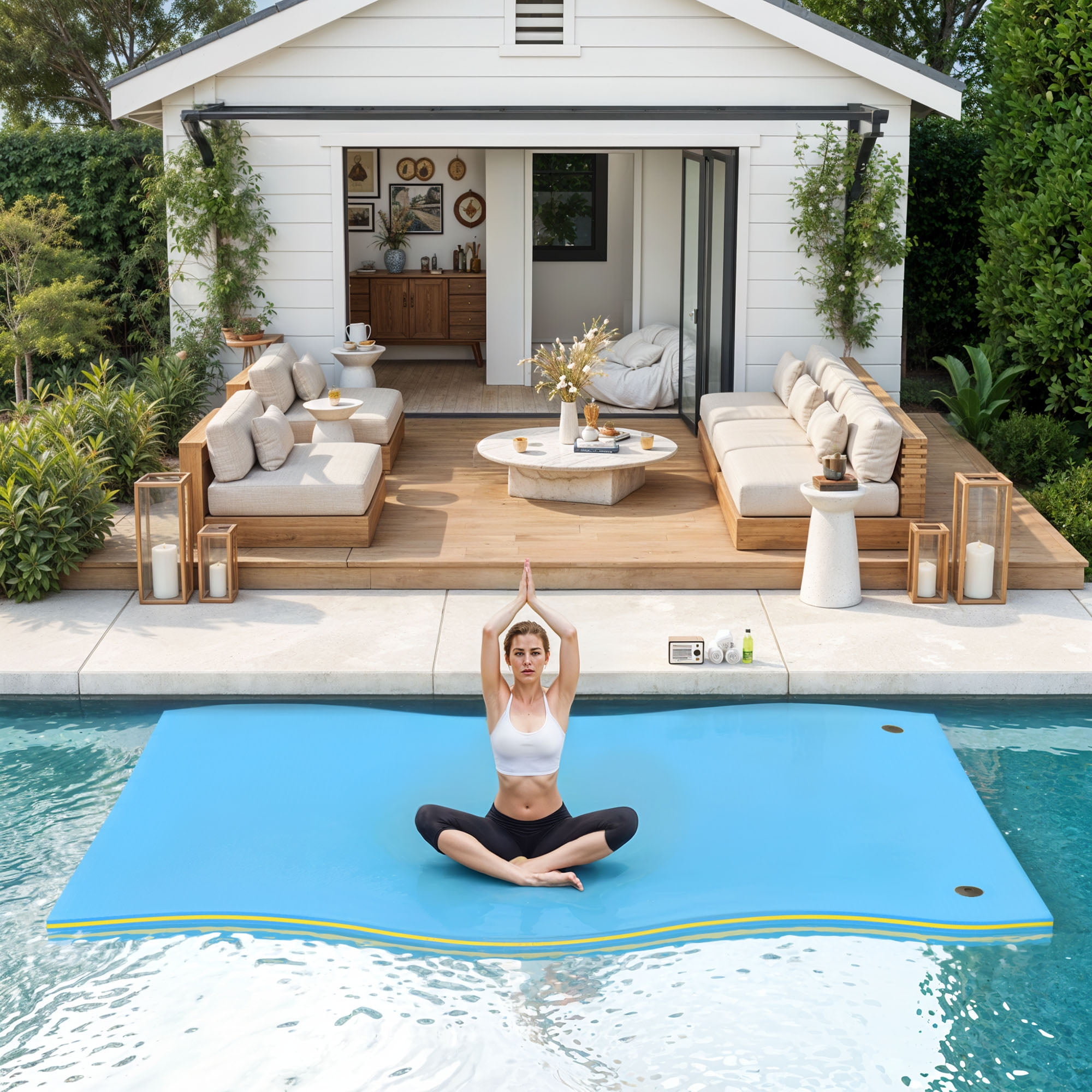 Uforic Blue Floating Water Mat, 275×180×3.5cm, XPE Foam, 2 Fixed Buckles, Easy Installation, Durable & Buoyant