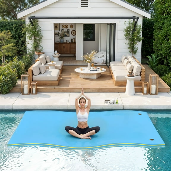 Uforic Blue Floating Water Mat, 275×180×3.5cm, XPE Foam, 2 Fixed Buckles, Easy Installation, Durable & Buoyant
