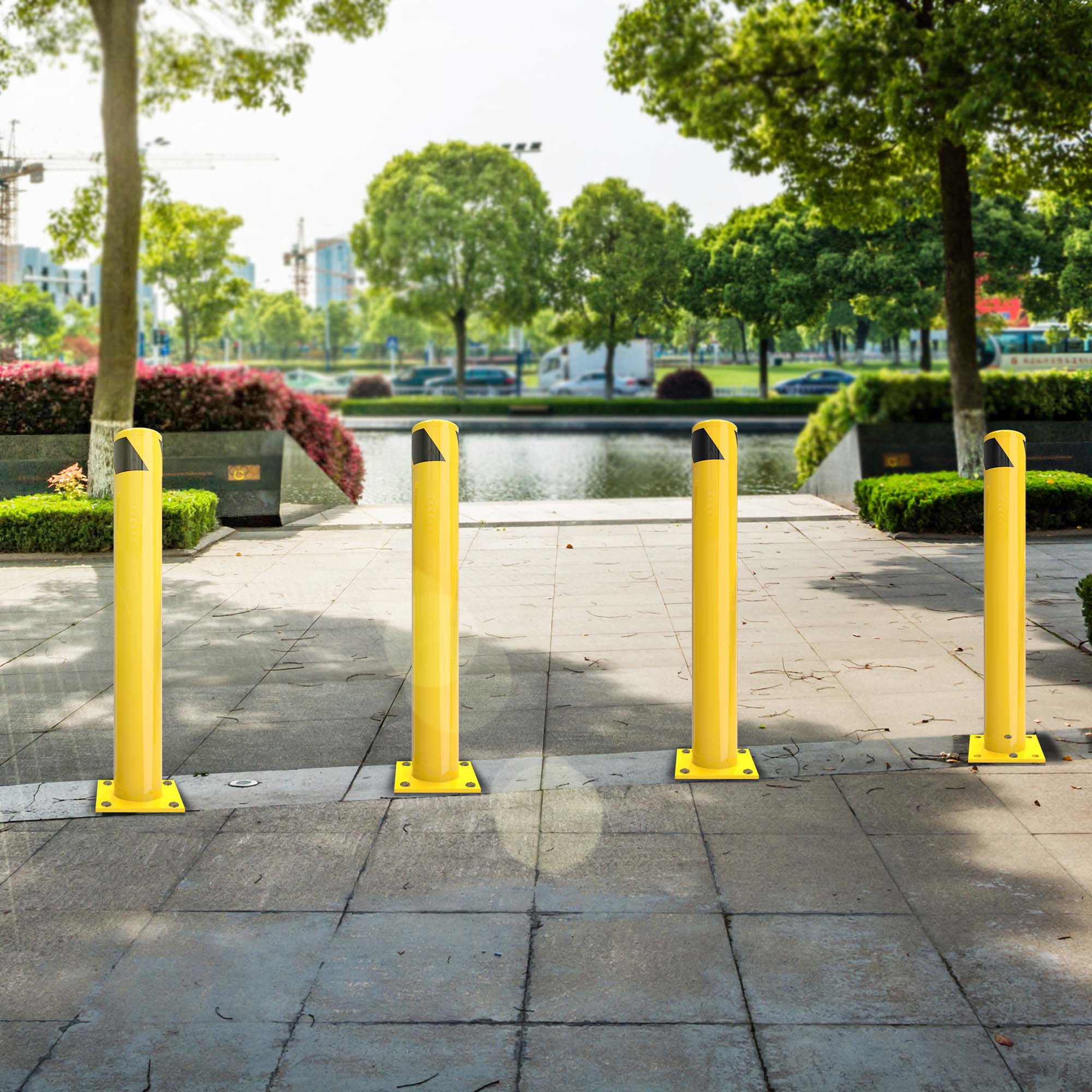 Uforic 42-Inch Yellow Safety Barrier Pole with Reflective Strips, Warehouse Use, 1 Pack