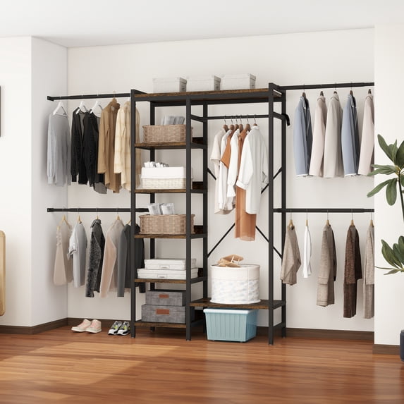 Uforic Closet Organizer System for Bedroom, Black Heavy Duty Garment ...