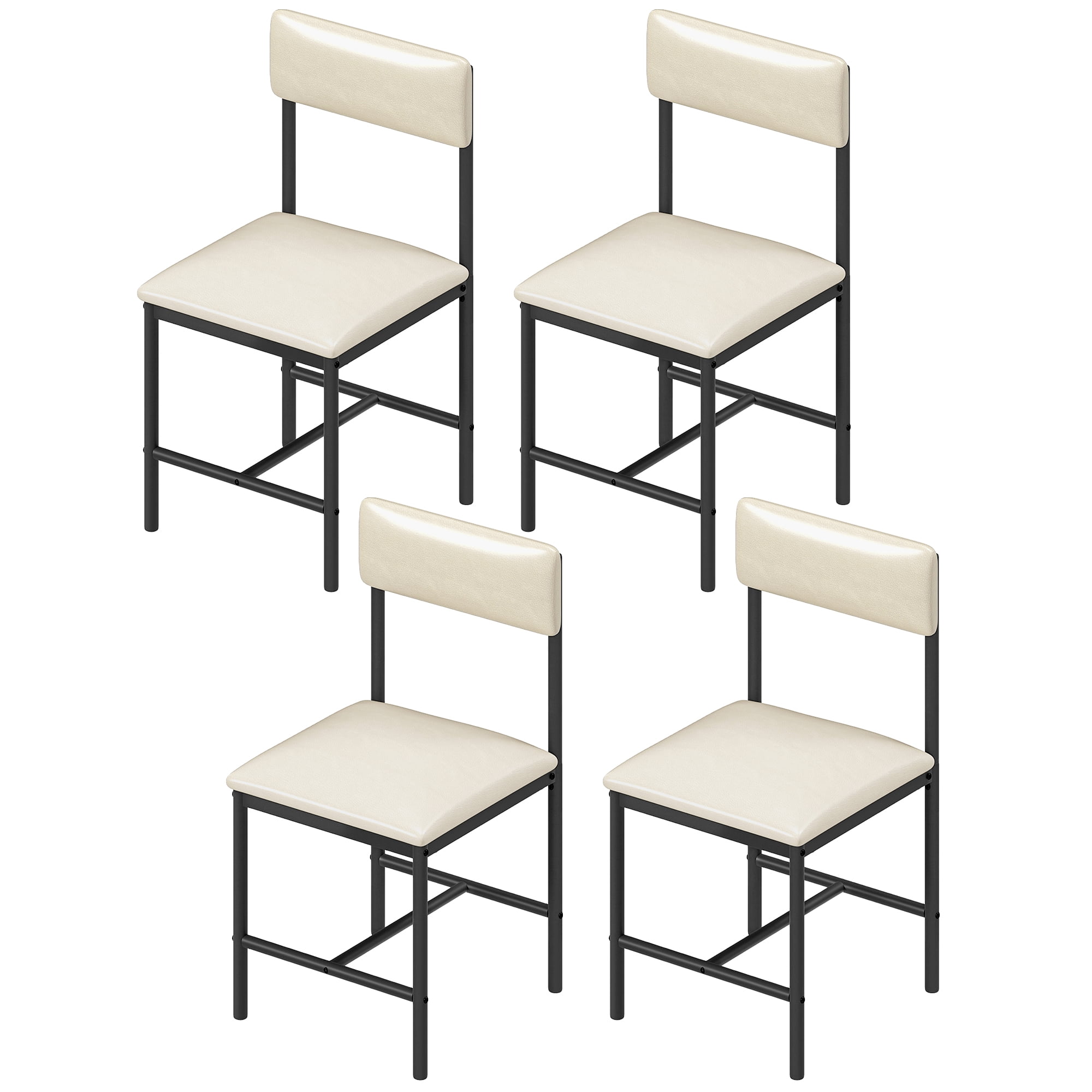 Uforic Dining Chairs Set of 4, PU Upholstered ModernKitchen Chair for Dining Living Room, White