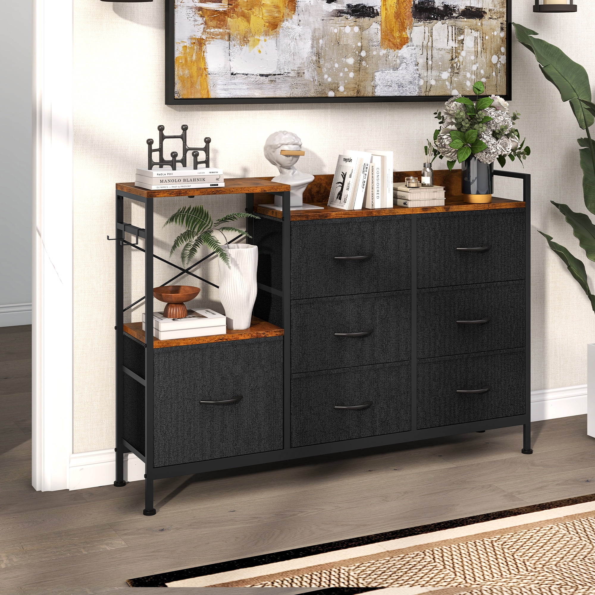 Uforic TV Stand Dressers For Bedroom,for 52" TV 7 Drawer Dressers with