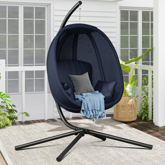 Uforic Egg Chair Porch Swing, Hanging Egg Chair with Stand, Indoor and Outdoor Egg Swing Hammock Chair