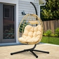 thumbnail image 1 of Uforic Outdoor Wicker Egg Chairs Indoor with Steel Stand for Patio, Bedroom, Garden and Balcony, Beige, 1 of 6