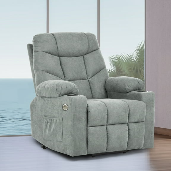 Uforic Elderly Electric Power Recliner Chair with Massage and Heat Function, Grey