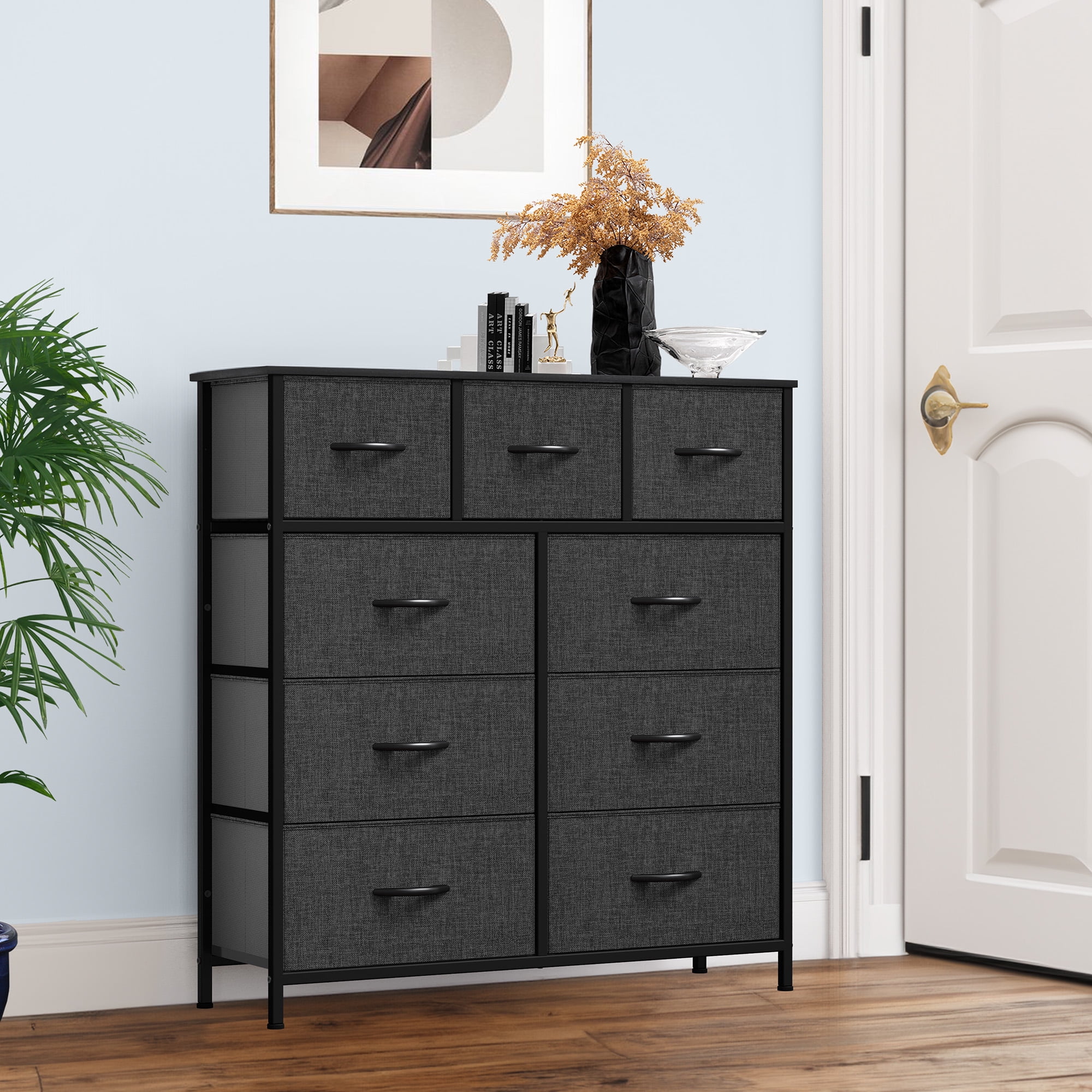 Uforic Fabric 9 Drawer Dresser Versatile Storage for Bedroom,Living Rooms,,and Closets with a Solid Steel Frame