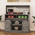 thumbnail image 1 of Uforic Farmhouse Coffee Bar Cabinet with Power Outlet, Wine Glass Rack, Barn Door Storage, 47" Sideboard, 1 of 8