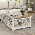 thumbnail image 1 of Uforic Farmhouse Coffee Table Square Wood Center Table with Storage for Living Room, Gray Wash, 1 of 8