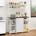 thumbnail image 1 of Uforic Farmhouse Kitchen Bakers Rack with Hutch, 6-Tier Microwave Stand with Power Outlets, White, 1 of 9