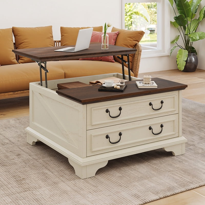 Uforic Farmhouse Lift Top Coffee Table with Storage, Square Center ...